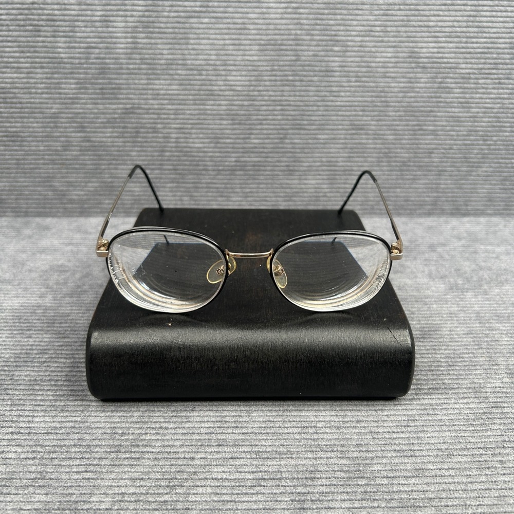 Liz Claiborne LC 9 BL 140 Black Gold Oval y2k Eyeglasses Frames Vintage